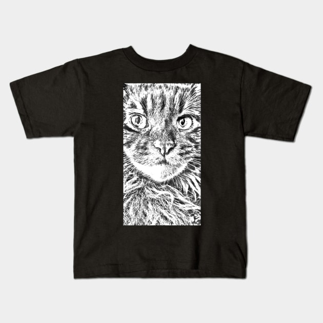 Cat Face Kids T-Shirt by Aurora X